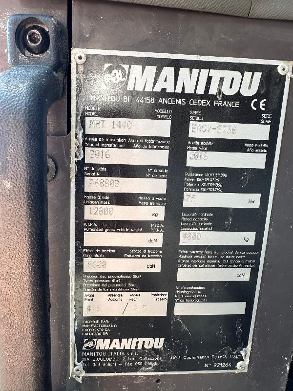 Chariot télescopique rotatif Manitou MRT 1440 EASY - 4 tonnes - Hauteur de levage 14 m - Occasion 2016_2
