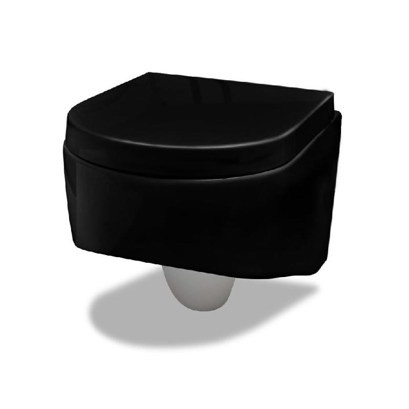 Vidaxl cuvette noire avec abattant design moderne 55 x 35 x 33,5 cm