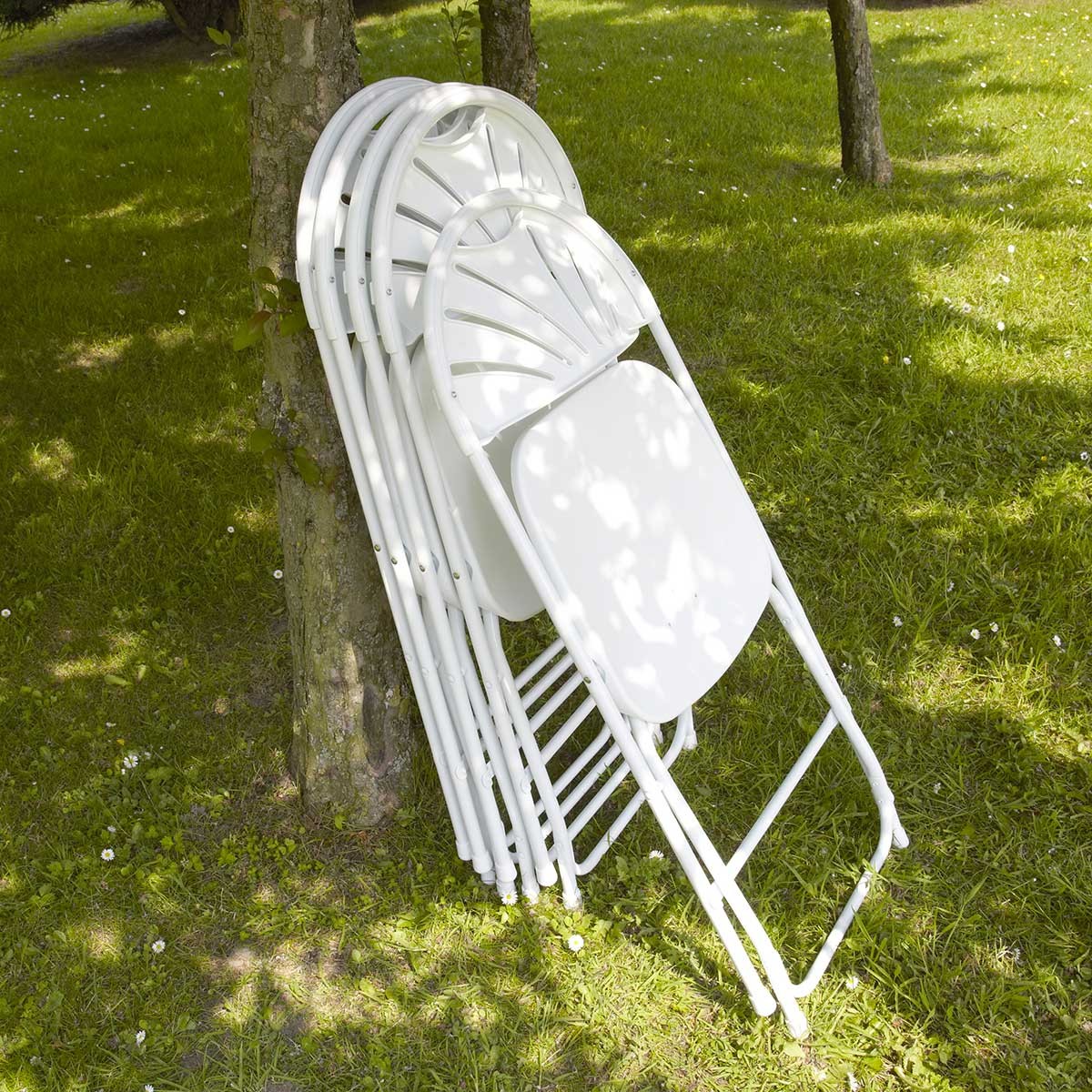 Lot de 2 chaises pliables ajourées - structure acier époxy anti-rouille - assise PEHD - usage intérieur/extérieur_2
