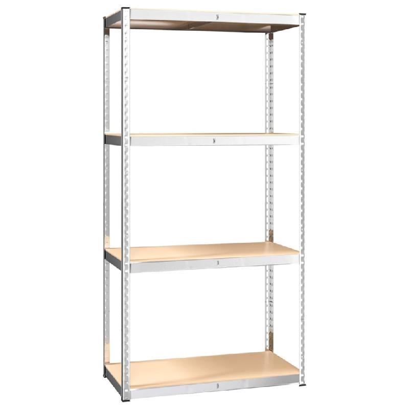Vidaxl étagères à 4 niveaux 4 pcs argenté acier et bois d'ingénierie 3154138_2