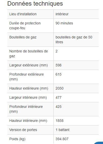 210384w - Armoire pour bouteilles de gaz coupe-feu G90.6-2F - 90min de résistance au feu - Stockage de 2 bouteilles 50L_2