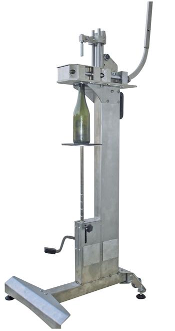 Outil manuel en inox pour boucher bouteilles et bonbonnes de 75 cl à 12 l