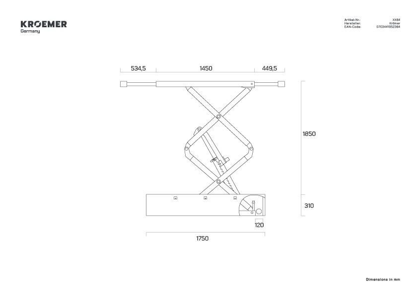 Pont élévateur à double ciseaux galvanisé encastré KROEMER XX64_2