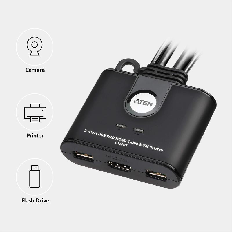 Aten cs22hf commutateur kvm câblé fhd hdmi à 2 ports_2