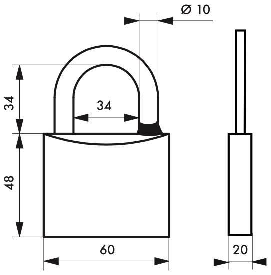 Cadenas à clé Transit 2 - 60 mm - Corps laiton monobloc, anse inoxydable, mécanisme à goupilles - THIRARD_2