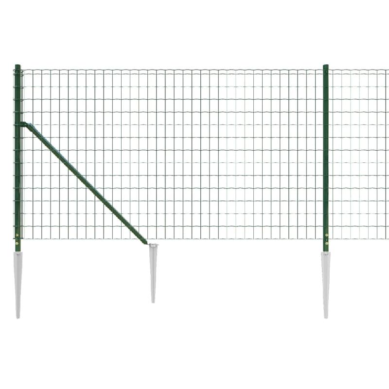 Vidaxl clôture en treillis métallique et piquet d'ancrage vert 1x10m 154097_2