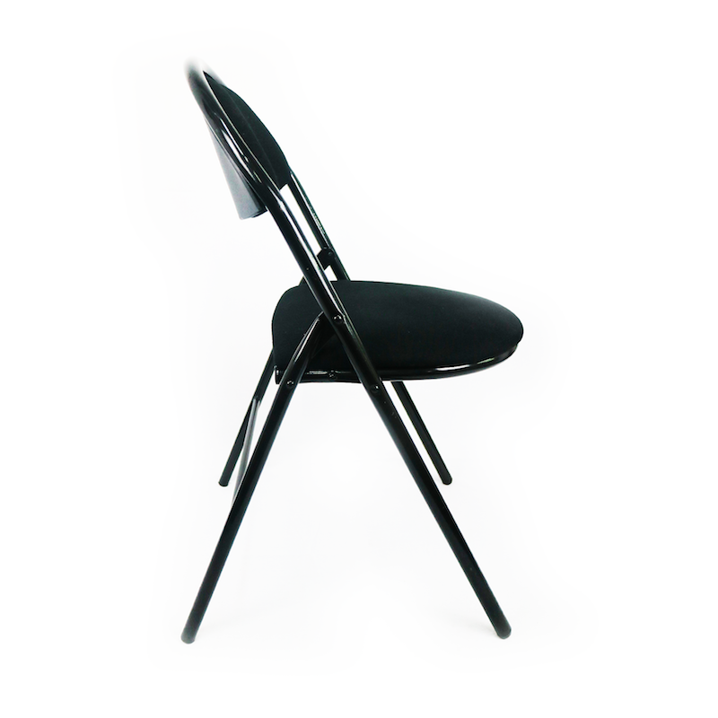 Chaise pliante noire en tissu d'occasion - pratique, résistante et robuste_2