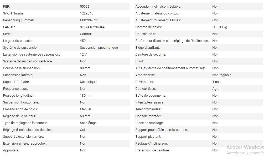 Siège de tracteur - Gramer AG - Compacto Comfort M en tissu agri - Course de suspension : 80 mm - 55062_2