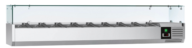 Saladette réfrigérée à poser 9 bacs gn 1/3 - vitrine à ingrédients de 200 cm_2