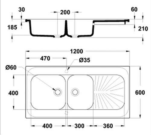 Évier 2 cuves avec 1 égouttoir - 1200 x 600 x 900 mm - Réf ECEXX-3 - BIOLAB - Destiné aux salles de préparation et enseignement sanitaire_2