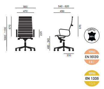 Fauteuil de Direction Haut Dossier LEO Noir - Mécanisme basculant 4 positions - Référence 7650 FR206_3