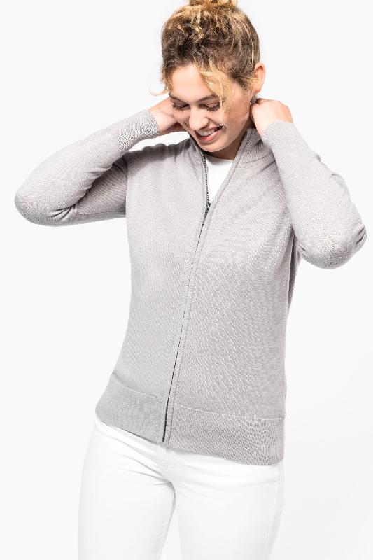 Cardigan zippé femme - Coupe cintrée - Col cheminée - Réf : K962 - Marque Kariban_2