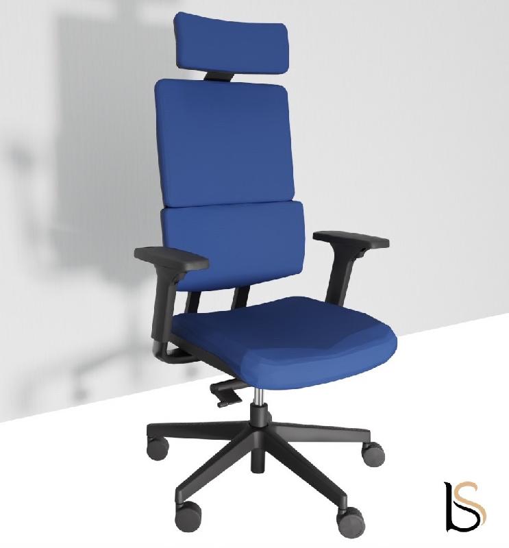 Fauteuil Manager Wi max dossier tissu - Sokoa - Bleu, Piètement nylon noir, Non_2