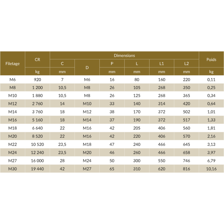 Tendeur d'arrimage avec terminaisons à chape - REF : 44100 - acier, Ø6mm à Ø30mm, zingage blanc_2