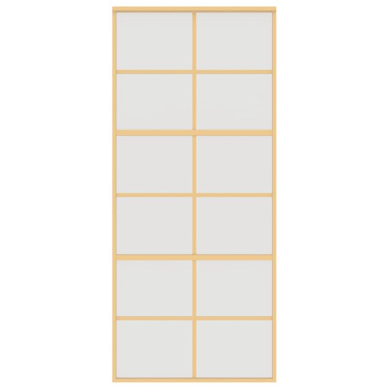 Vidaxl porte coulissante doré 90x205 cm verre esg dépoli et aluminium 155170_2