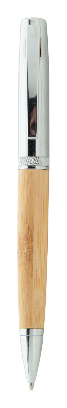 Stylo à bille en métal et bambou - avec étui tube en bambou - encre bleue_2