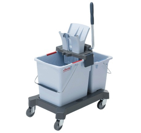 Chariot de lavage kit double seaux 25l/8l presse/support/bandeau ultra speed pro vileda (173890)_2