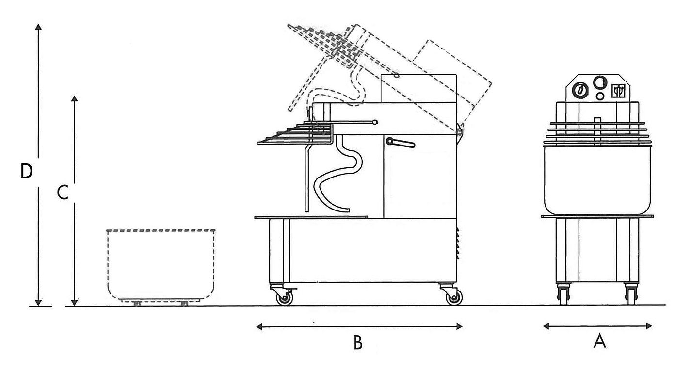 Pétrin professionnel Pexmc-tr - Caplain - tête relevable - 18 à 60 kg - cuve inox et 2 vitesses_2