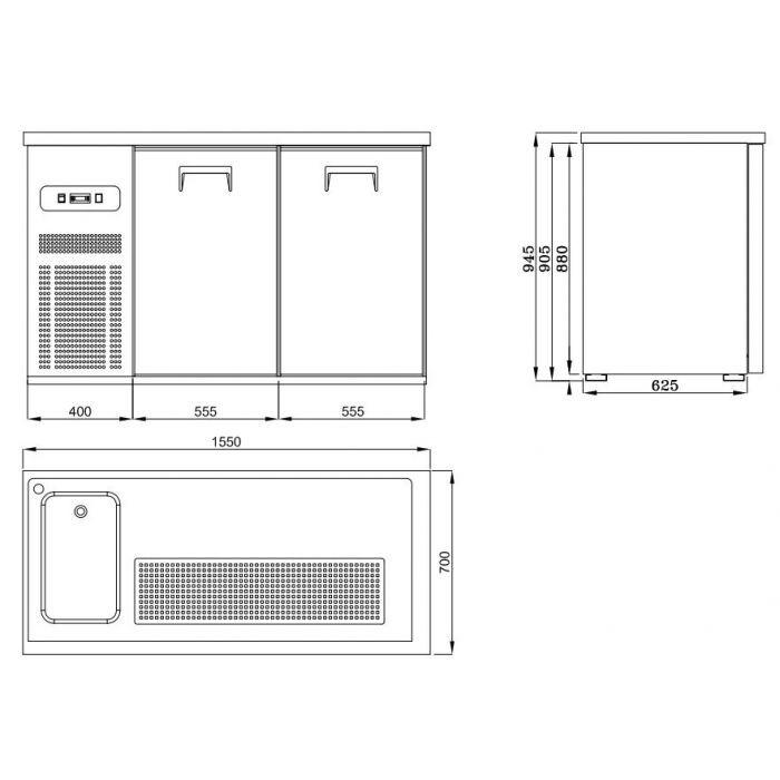 Refroidisseur de bière 2 portes 1l l1550mm 7489.5315 COMBISTEEL_2
