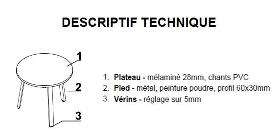 Table de réunion ronde Ogi - MDD. - Blanc 9010, 80, Bouleau clair_2