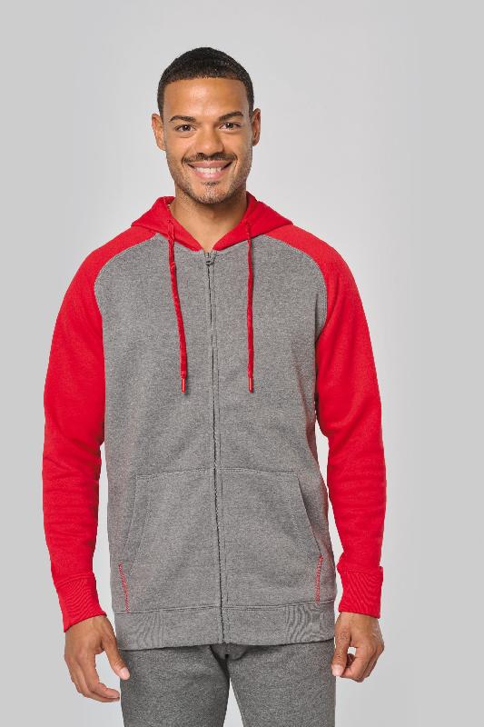 Veste molleton zippée unisexe à capuche bicolore - Réf : PA380 - Molleton gratté 65% polyester / 35% coton - Marque PROACT_2