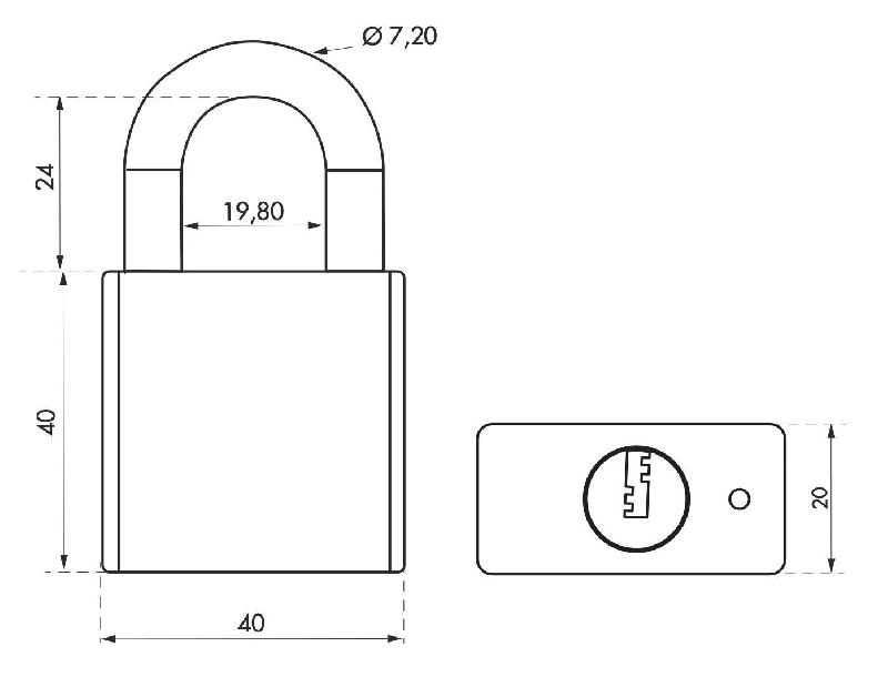 Cadenas à clé inox RINOX 40mm - Anse inox - 4 clés réversibles - Thirard_2