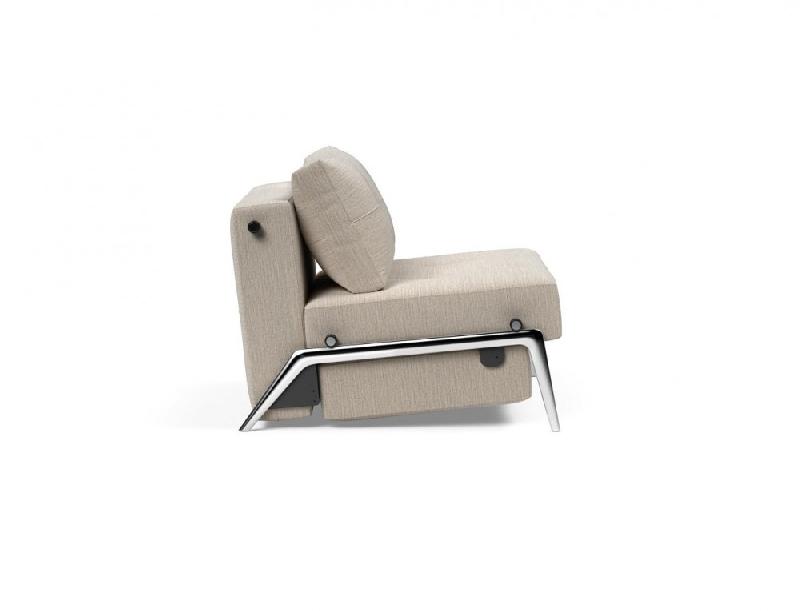 Fauteuil design convertible Innovation Living Cubed 02 - 90x200 cm - Tissu Blida gris sable - Pieds alu_2