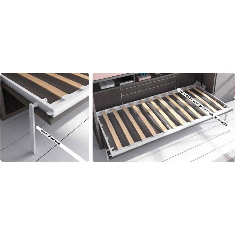 Armoire lit escamotable AGATA - Chêne - Couchage 160x200 cm avec sommier à lattes_2