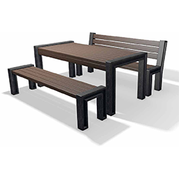 Banc public - MUNICH - Hauteur d'assise 45 cm - Plastique recyclé, piétement monobloc, coloris noir et marron_2