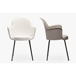 Fauteuil empilable en polypropylène traité anti UV et antistatique - SULLY - coque teintée et piétement chromé_2