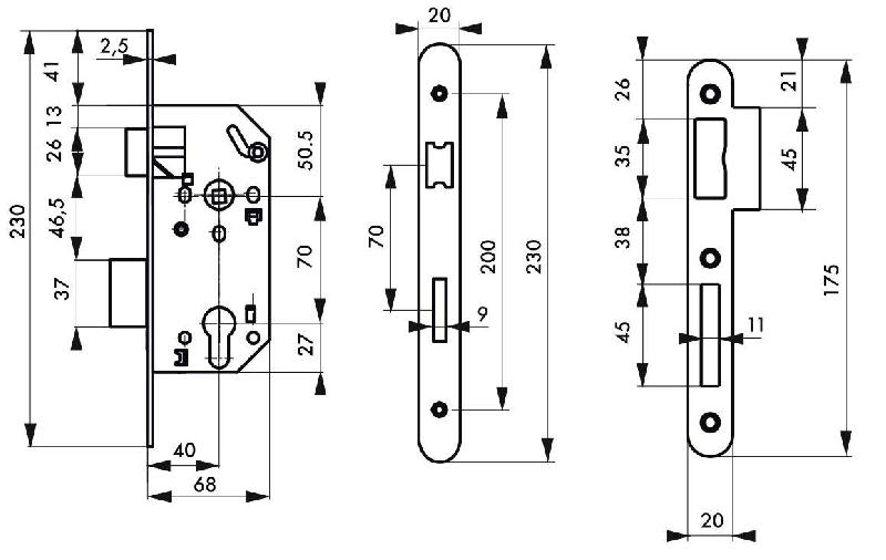 Serrure à encastrer Monomax NF - Têtière acier laitonné - Pour porte d'entrée_2