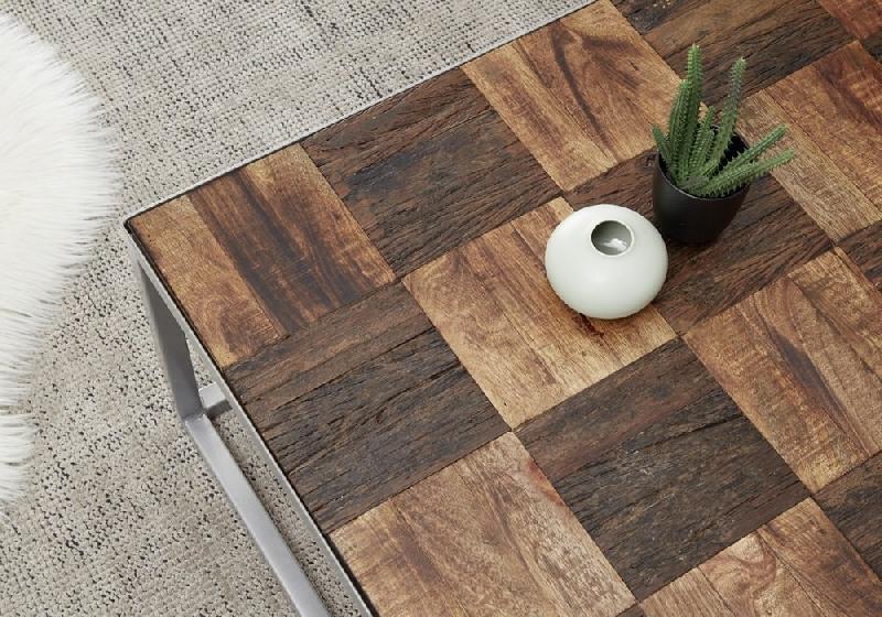 Table basse BRODER 100 x 60 cm - Métal laqué silver et plateau en manguier massif et vieux bois de bateaux_2