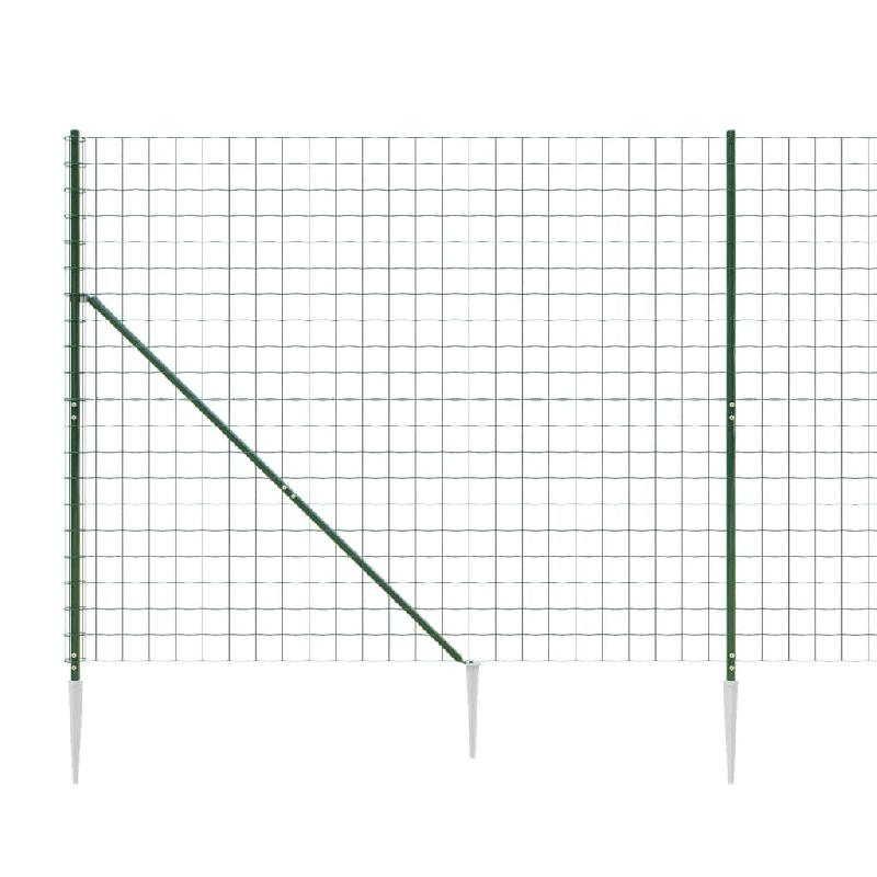 Vidaxl clôture en treillis métallique et piquet d'ancrage vert 1,6x10m 154132_2