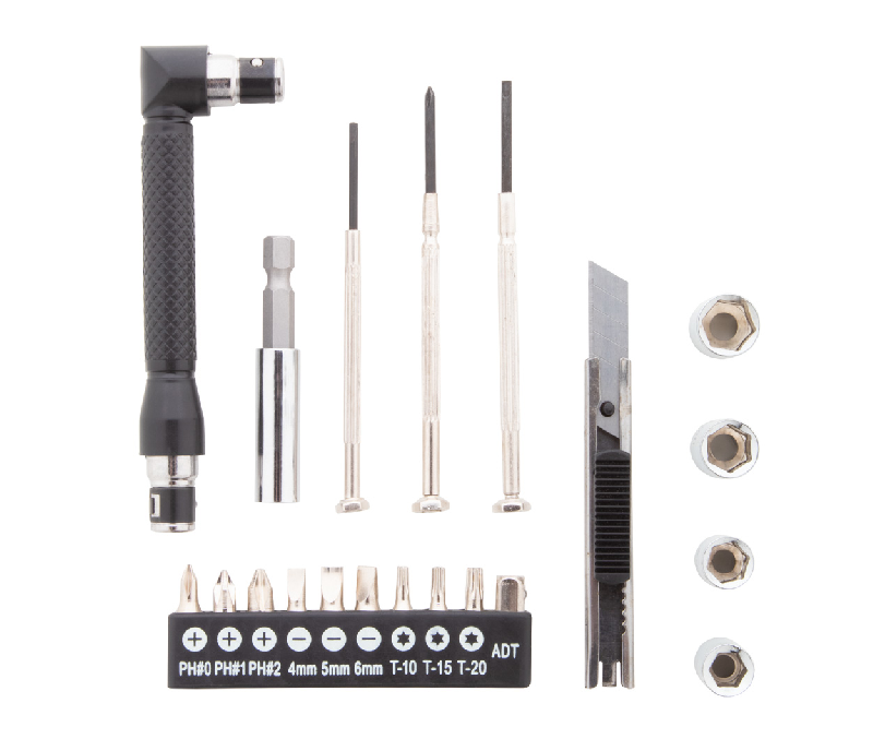 Kit d'outils en métal - 21 pièces avec boîte en bambou naturelle - tournevis et accessoires inclus_2