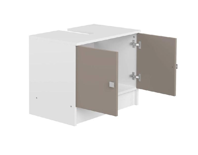 Meuble sous-vasque Riva Design blanc - 2 portes taupe - Dimensions L60 x H52 x P40 cm_2