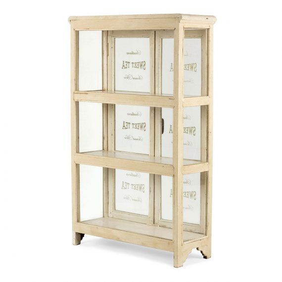 Meuble présentoir vitrifié - Francisco Segarra - 80x33xH130cm - étagères en bois avec verrou feuille_2