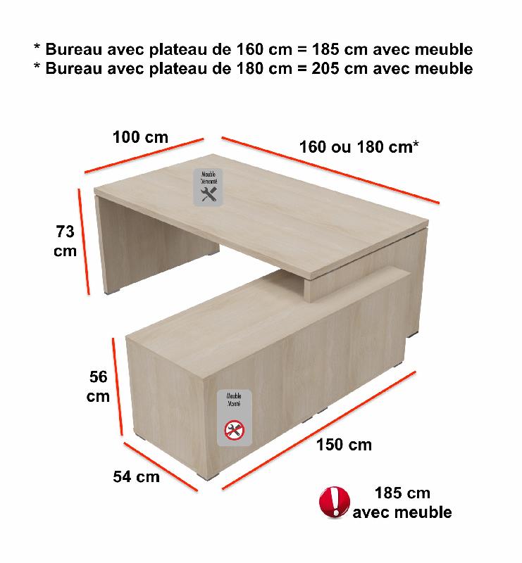 Bureau monochrome TAK avec rangement intégré - Mobel Linea - 185, Droite, Chêne grisé_2