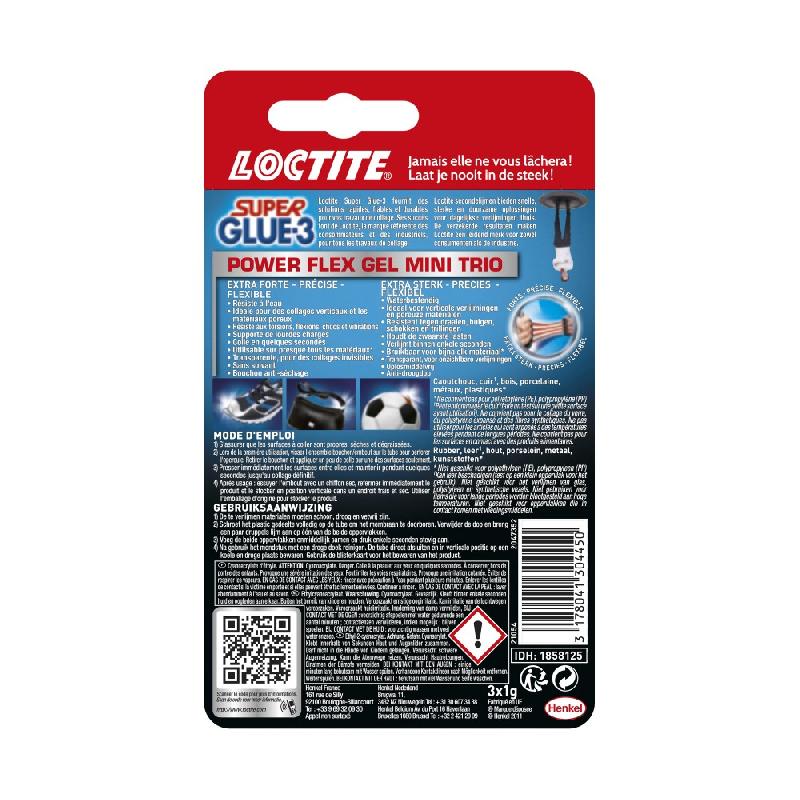 Colle glue gel super glue 3 Power Flex LOCTITE - résiste à l'eau - 3 g - intérieur/extérieur_2