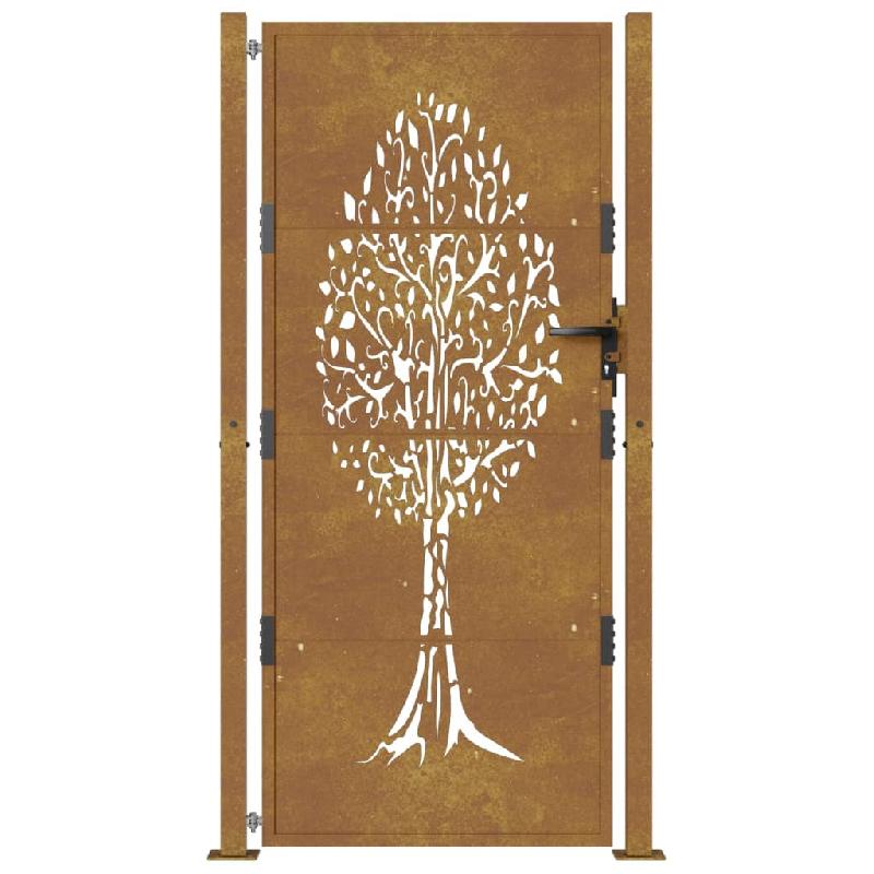 Vidaxl portail de jardin 105x180 cm acier corten conception de l'arbre 153164_2