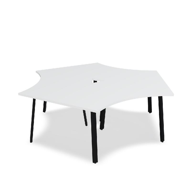 Bureau bench 3 personnes Ogi A - MDD. - Noir, Blanc_2