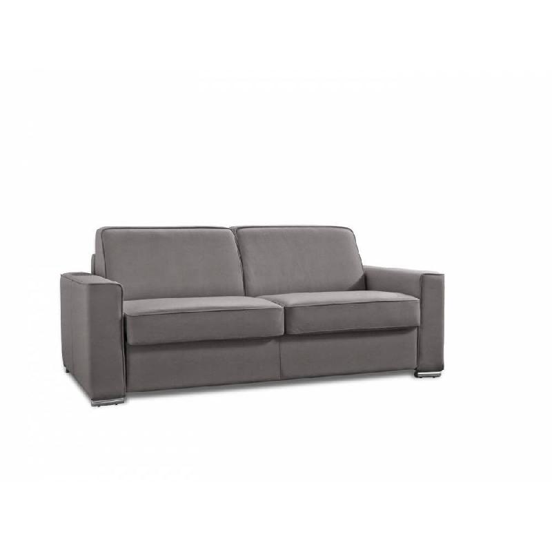 Canapé convertible express premium 160 cm - sommier à lattes Renatonisi - matelas Bultex microfibre taupe_2