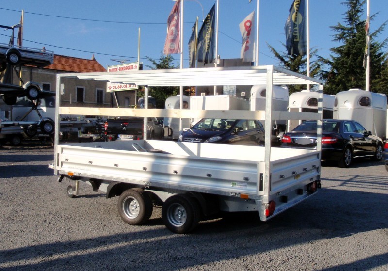 Remorque plateau - Humbaur HN 203121 / HN 253121 - 2 essieux, roues surbaissées, ridelles alu_2