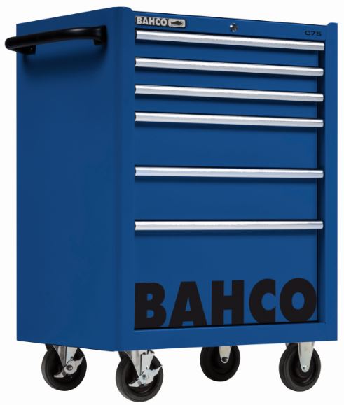 Servante classique C75 avec 6 tiroirs - bleu, 986 mm x 501 mm x 763 mm - Système Lock&Go - 1475K6BLUE_2