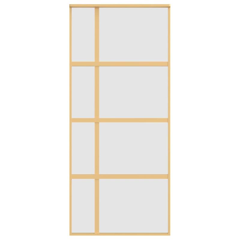 Vidaxl porte coulissante doré 90x205 cm verre esg dépoli et aluminium 155194_2