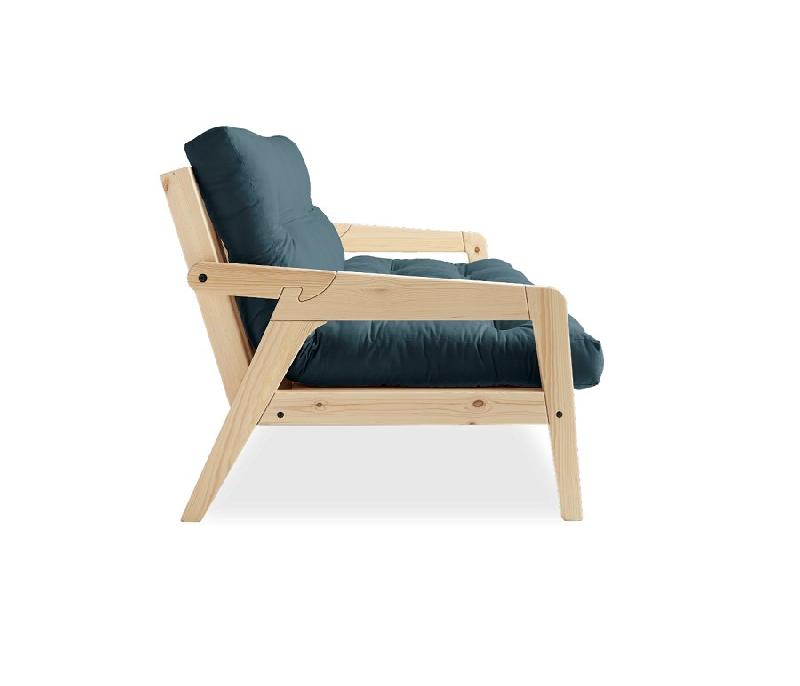 Canapé convertible futon Grab en pin naturel - Coloris bleu pétrole - Couchage 130 x 190 cm - Style scandinave_2