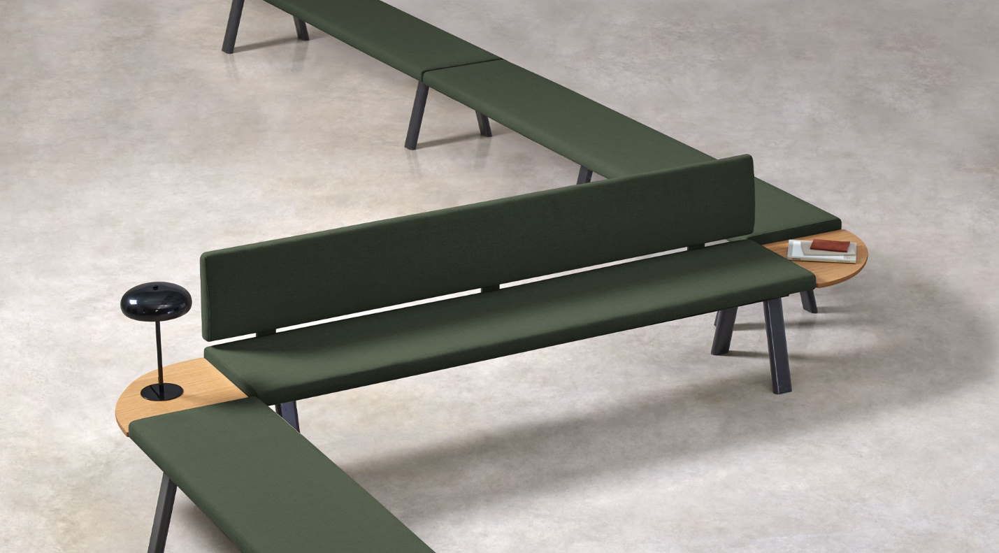 Banc d'accueil Plania - design intemporel, modulable avec piètements bois ou métalliques_2