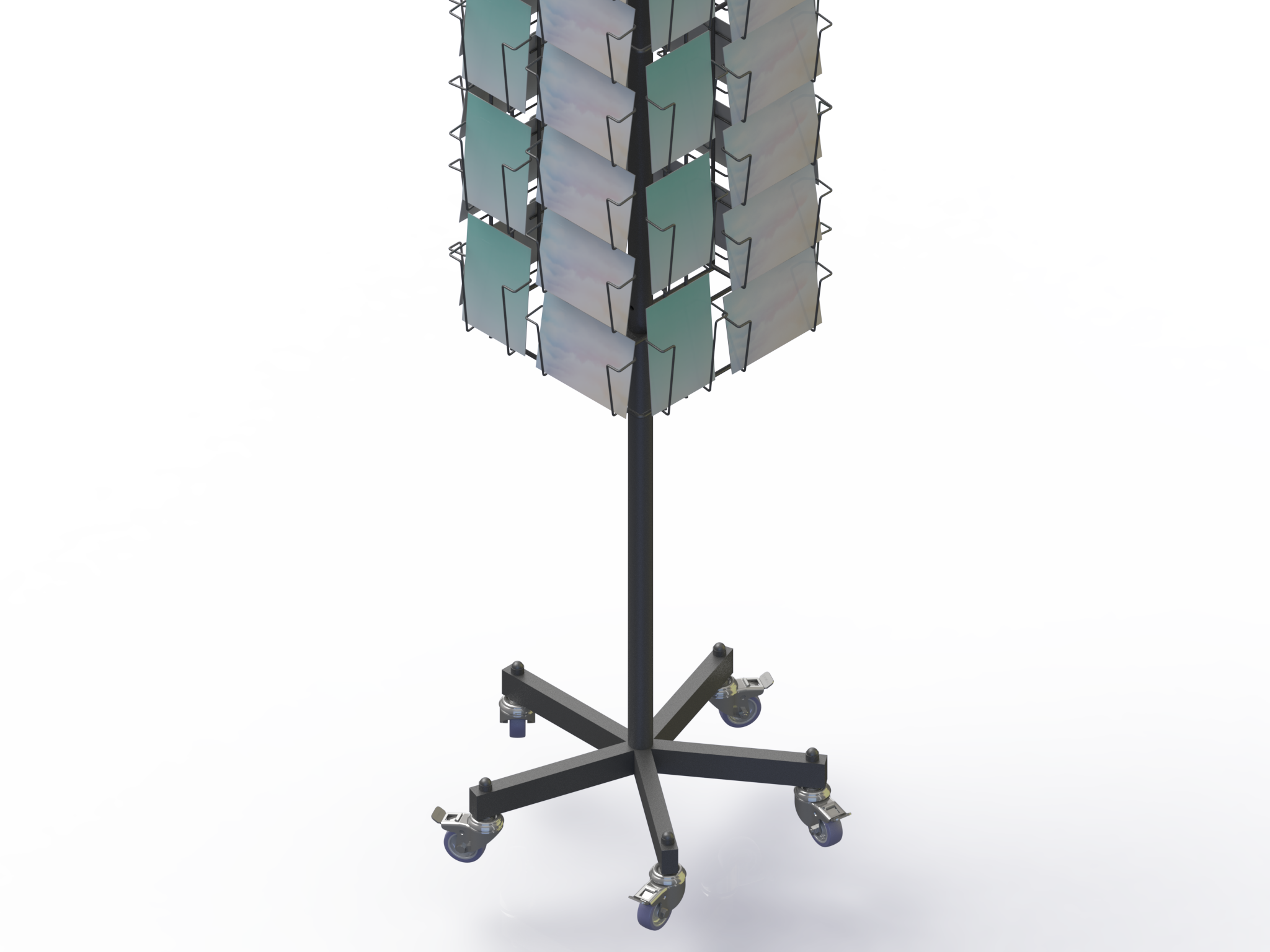 Présentoir mobile tournant - 60 cases pour cartes postales - métal 4 faces_2