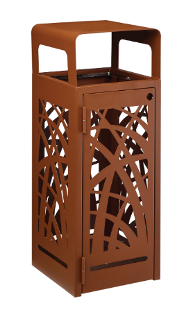 Corbeille de tri CYBEL 110L - Gris Anthracite ou Effet Corten - Structure monobloc, Acier poudré anti-UV, Verrouillage sans clé_2