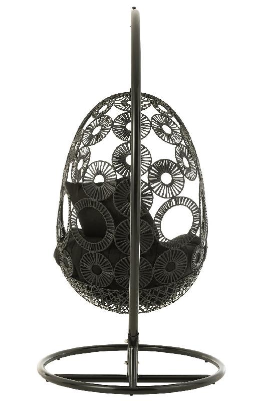 Fauteuil suspendu VANA - Aluminium et roseau noir - Utilisation intérieure et extérieure - Capacité 125 kg_2