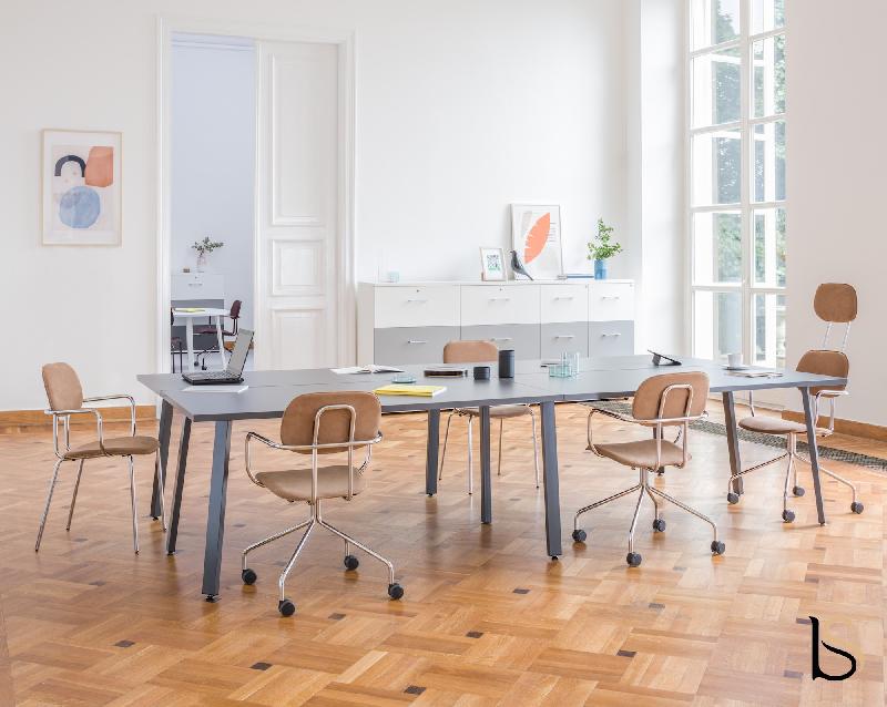 Table de réunion rectangulaire Ogi A - MDD - Oui, Blanc 9010, Blanc_2